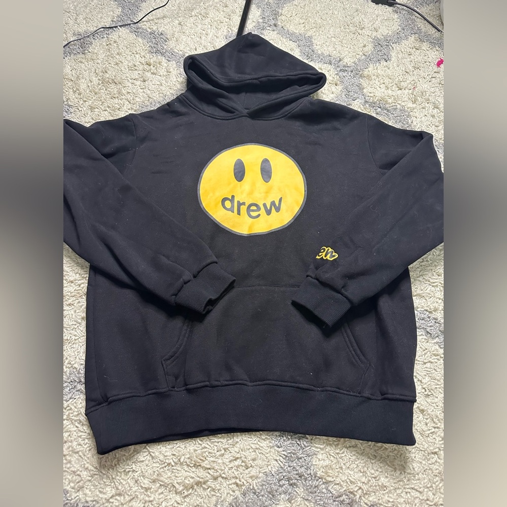 JUSTIN BIEBER- DREW Black Hoodie with Smiley Yellow Emblem